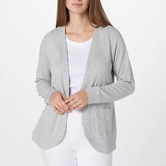 Denim & Co. Active Brushed French Terry Cardigan with Pockets - Picture 1 of 4